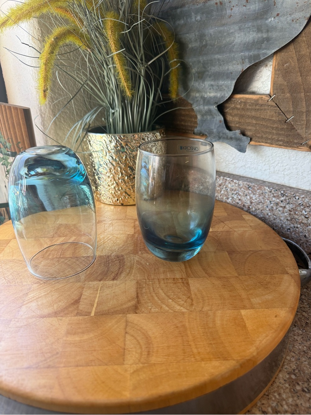 Krosno Blue Glass Stemless Tumbler - Picture 6 of 6